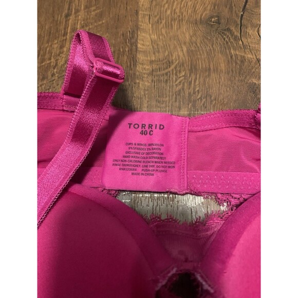 Torrid Push-up Plunge Bra Black And Pink Lace Lot Of 2 Women’s Size 40C - Picture 3 of 5